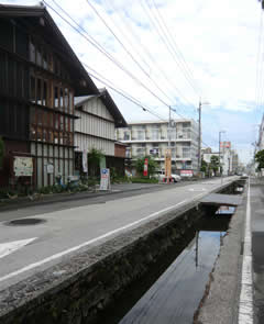 上町地区を東西に流れる通称升形川には、魚などを狙って水鳥もやって来る。