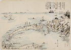 図右に桂浜、左手前に種崎が描かれている。（『皆山集』五十九巻　高知県立図書館蔵）