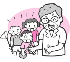笑顔の岡崎市長と子ども達