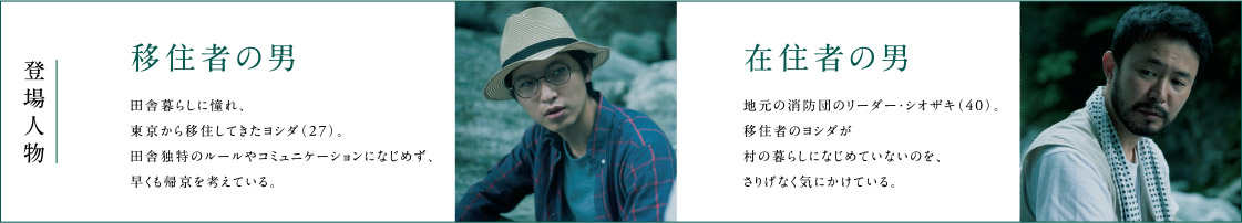 登場人物　移住者の男 在住者の男