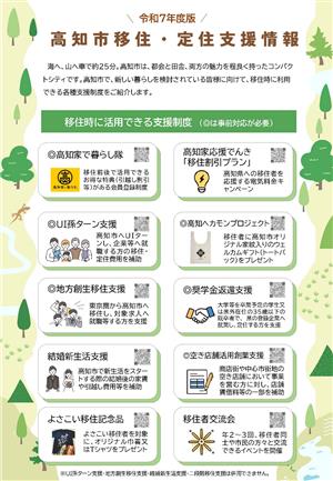 令和7年度高知市移住・定住支援情報一覧 令和7年度高知市移住・定住支援情報一覧