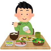 食事をする男性のイラスト