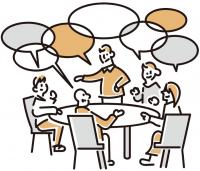 意見交換する人たちのイラスト