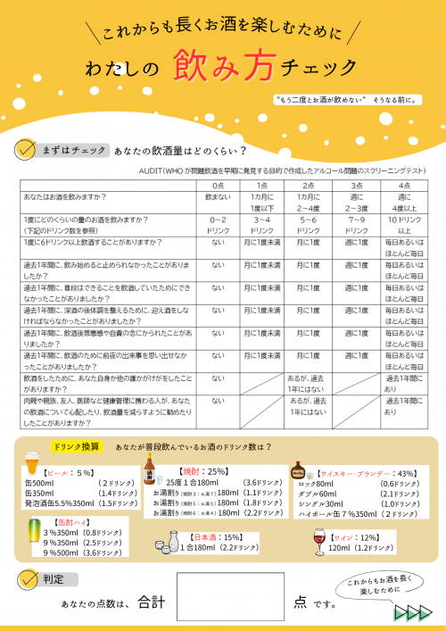 わたしの飲み方チェック(表面)