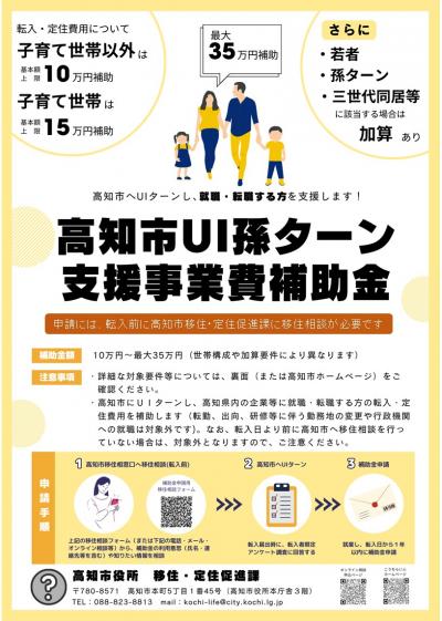 高知市UI孫ターン支援事業費補助金チラシ